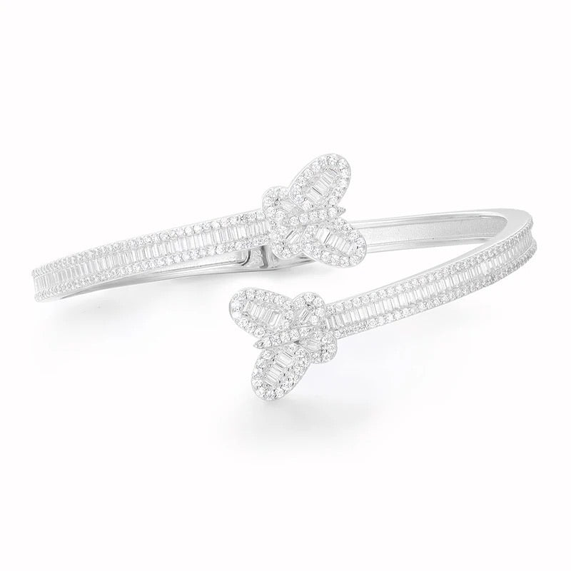 VVS Moissanite Diamond Baguette ButterflyBangle