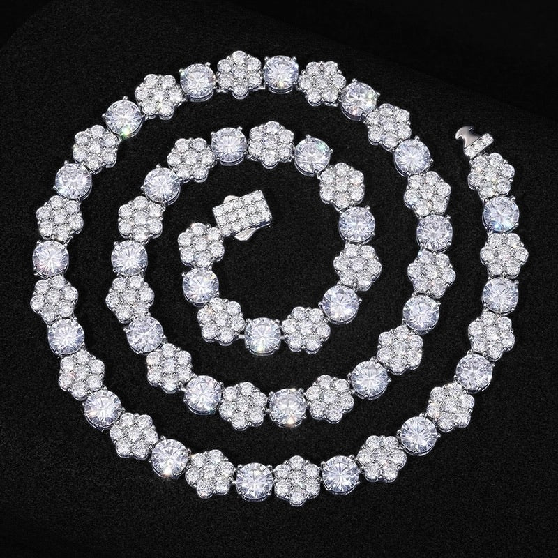 VVS Moissanite Diamond Honeycomb Flower Tennis Necklace