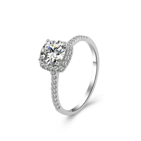 Cushion Cut Moissanite Diamond Halo Ring