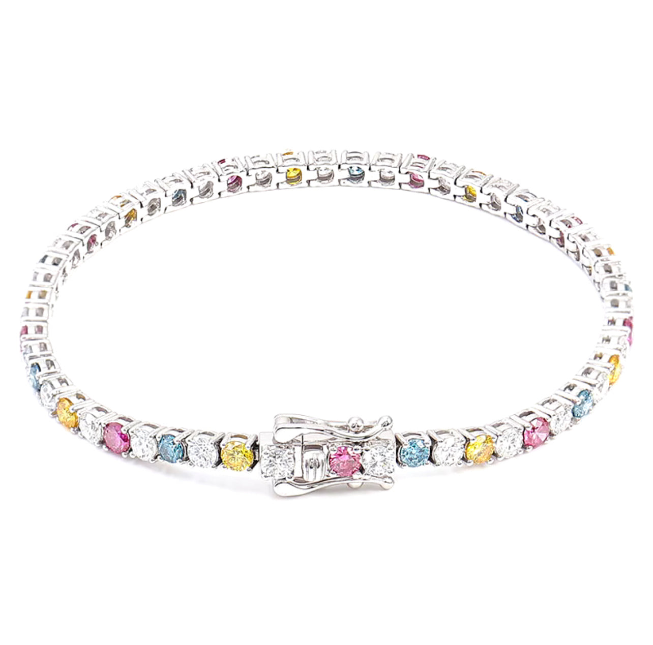 Multicolored Moissanite Tennis Bracelet in 10k Gold