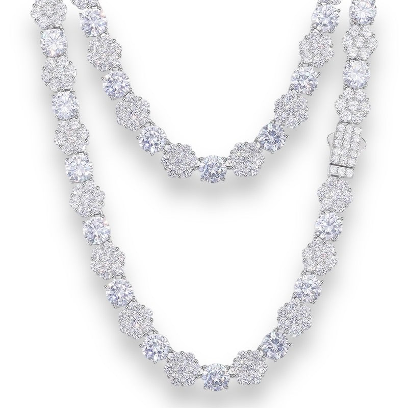 VVS Moissanite Diamond Honeycomb Flower Tennis Necklace