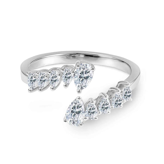 Open Pear-Shaped Moissanite Diamond Ring