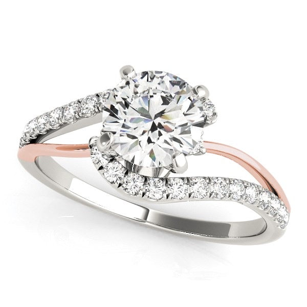 White and Rose Gold Bypass Split Shank Diamond Ring