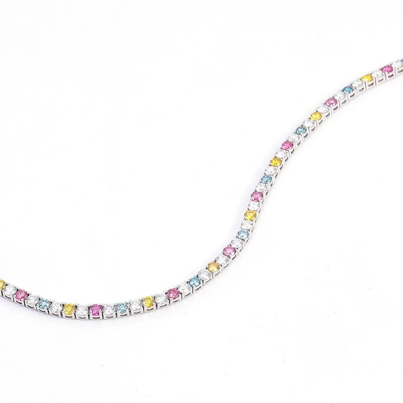 Multicolored Moissanite Tennis Bracelet in 10k Gold