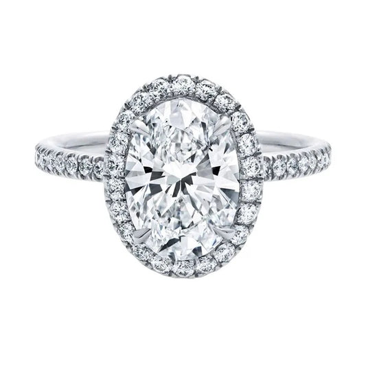 Ova Halo Moissanite Diamond Ring