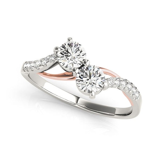 Two Stone Curved Band Diamond Ring