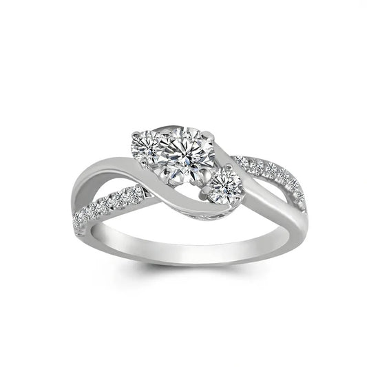 Three Stone Petite Moissanite Diamond Twisted Vine Ring