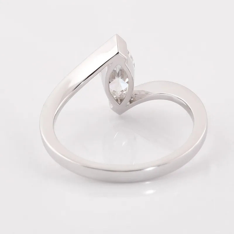 1.0ct Colorless Marquise Moissanite Ring