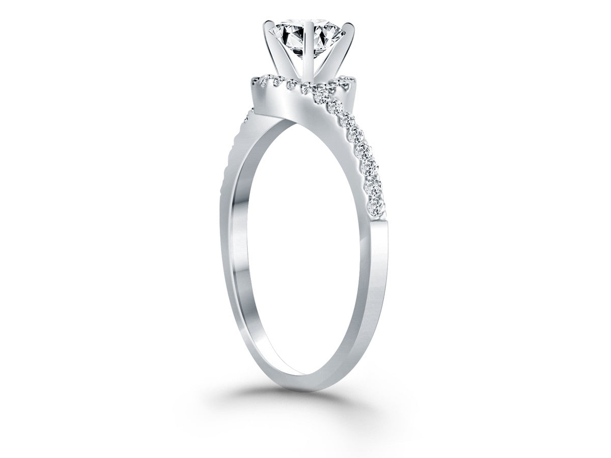 Swirl Halo Diamond Engagement Ring