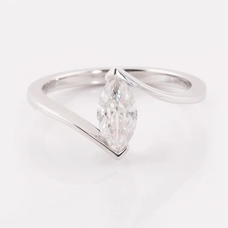 1.0ct Colorless Marquise Moissanite Ring