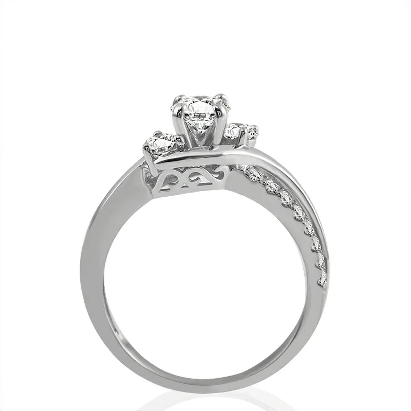 Three Stone Petite Moissanite Diamond Twisted Vine Ring