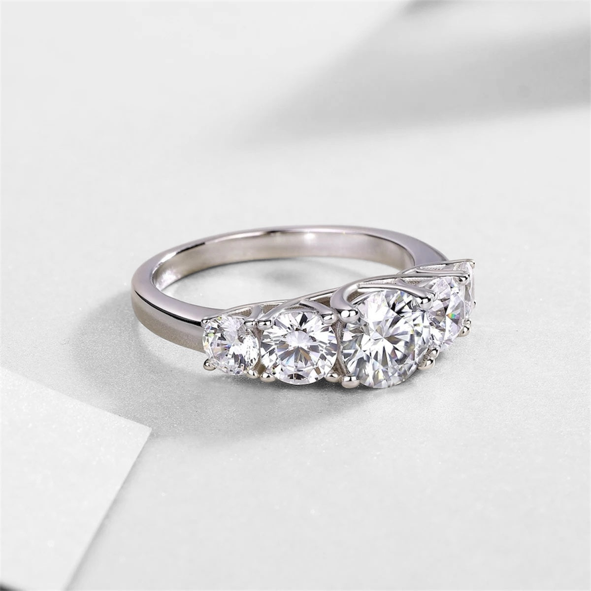 VVS Moissanite Diamond Five Stone Engagement Ring