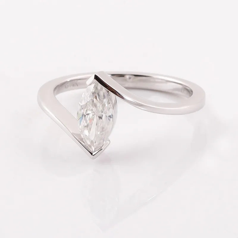 1.0ct Colorless Marquise Moissanite Ring