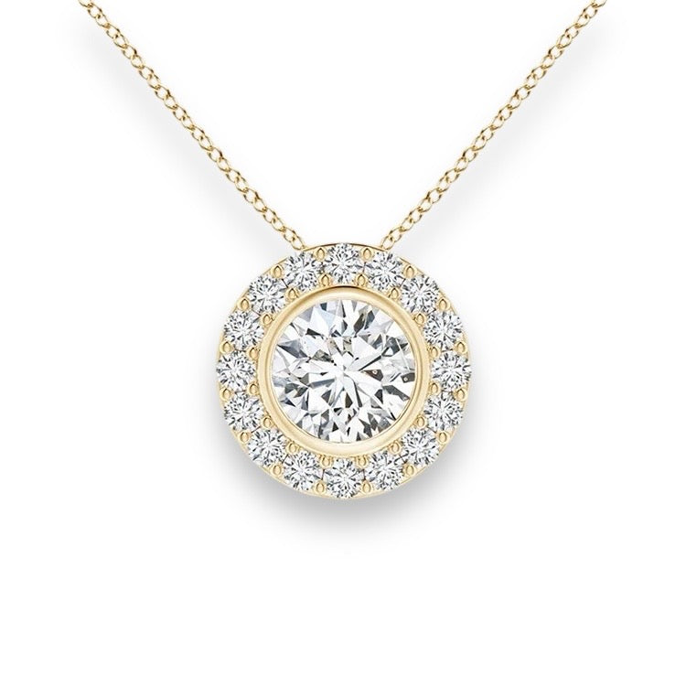 VVS Moissanite Round Halo Pendant