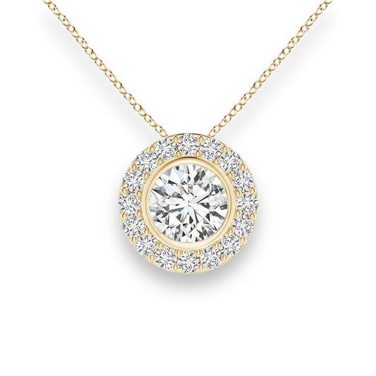 VVS Moissanite Round Halo Pendant